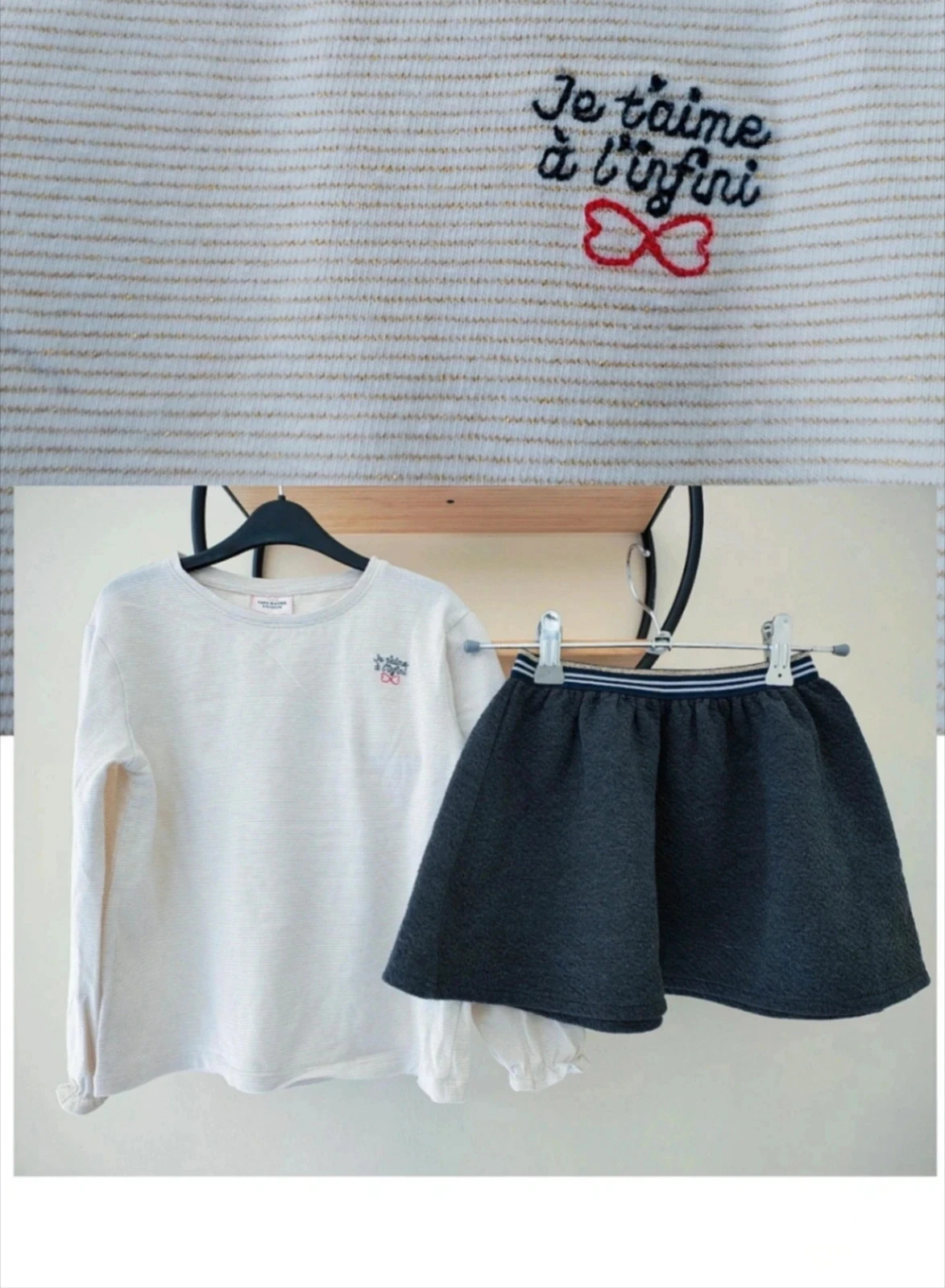5 ans ensemble Teeshirt tape a l'oeil et jupe Okaïdi